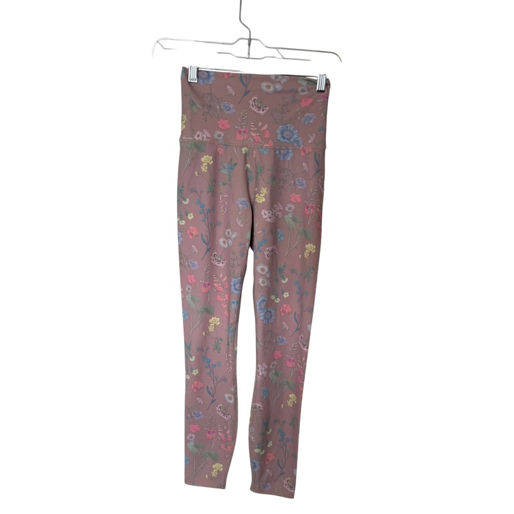 Fabletics Leggings Women Small Pink Excellent Floral High Waisted LG2253450